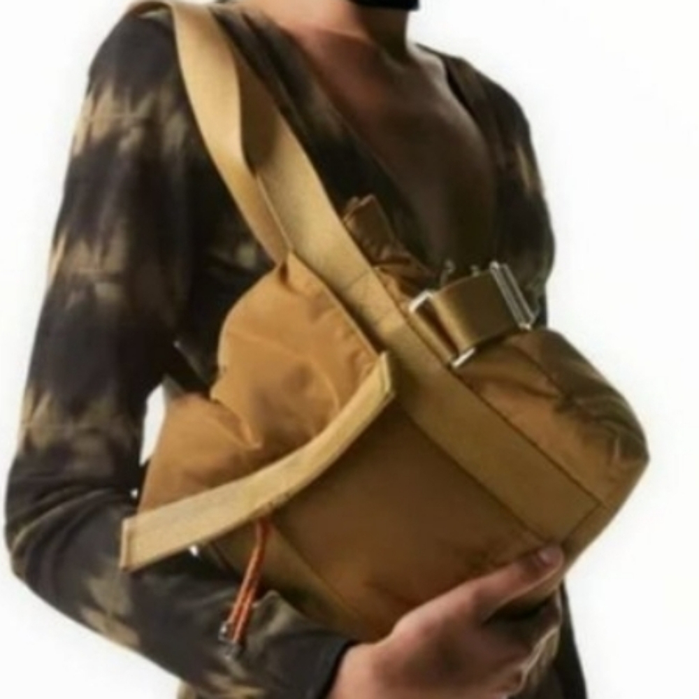 ZARA golden brown nylon tote bag with front handles NEW